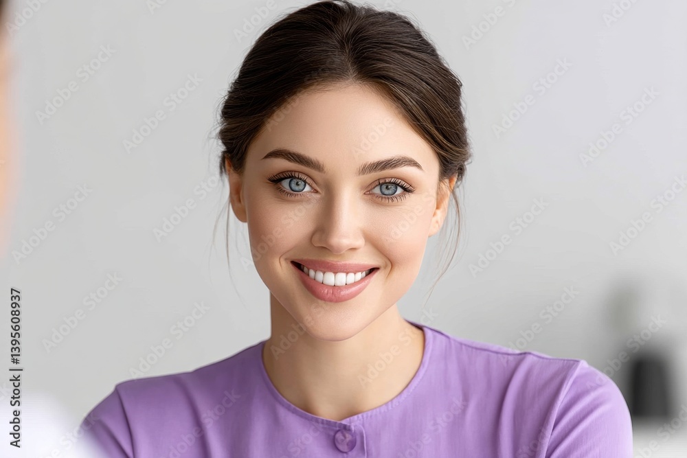 Fototapeta premium A smiling patient receiving dental implants consultation