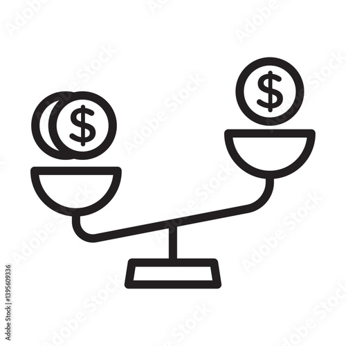 Compare price icon outline collection in black and on white background
