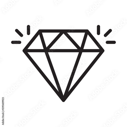 diamond icon outline collection in black and on white background