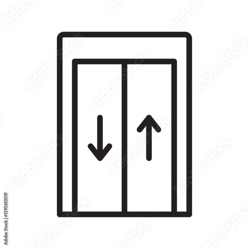 Elevator lift icon outline collection in black and on white background