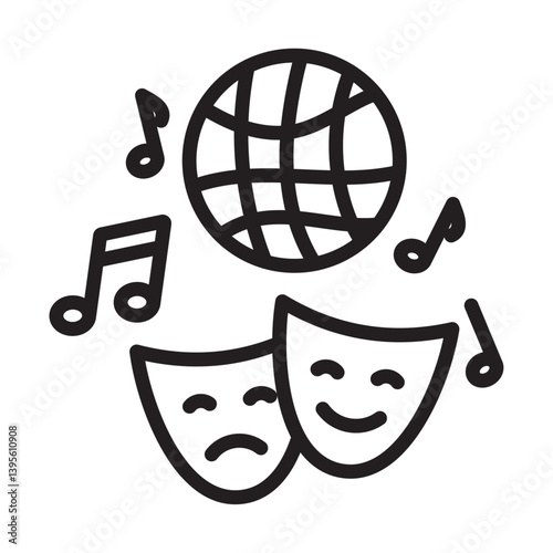 Extracurricular activities icon outline collection in black and on white background