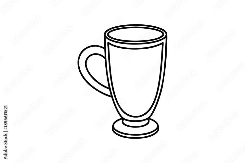 Line art design of a tall latte mug with a curved body and small handle.eps Line art design of a tall latte mug with a curved body and small handle.eps