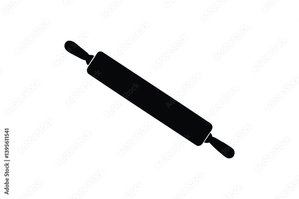 Rolling pin icon silhouette on white background Rolling pin icon silhouette on white background