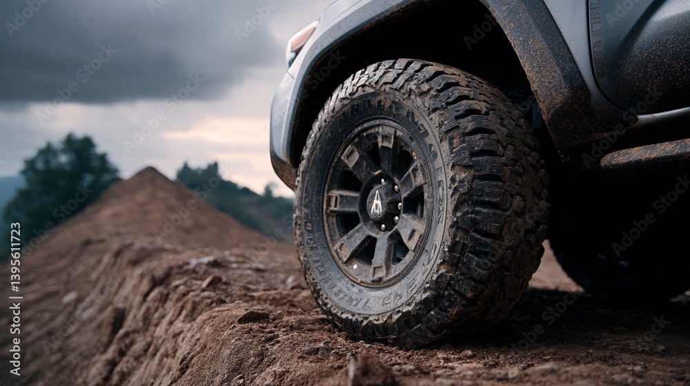 Closeup of Mudsplattered Tire Off-Road Trail Photography Outdoor Environment Low Angle View Adventure Concept Closeup of Mudsplattered Tire Off-Road Trail Photography Outdoor Environment Low Angle View Adventure Concept