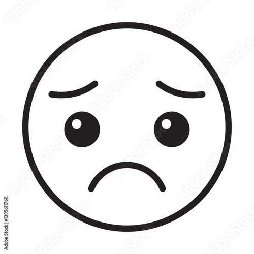 Guilty face emoji icon outline collection in black and on white background