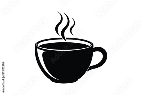 Silhouette art design of a large coffee mug filled to the brim.eps