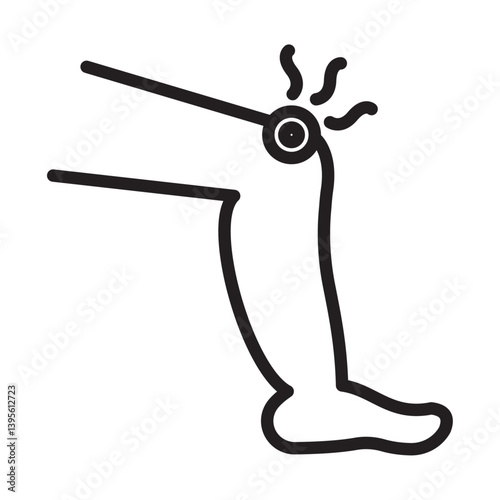 Knee pain icon outline collection in black and on white background