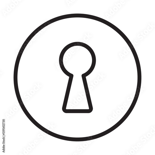 key hole icon outline collection in black and on white background