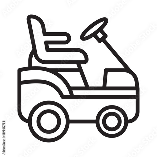 Lawn mower icon outline collection in black and on white background