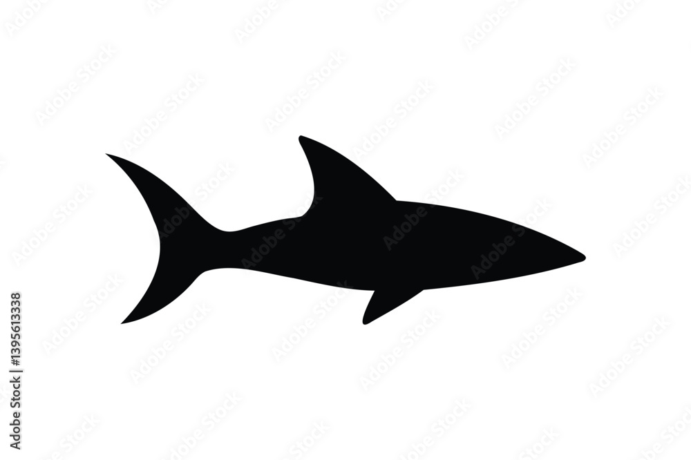 Fototapeta premium Shark fin silhouette on white background