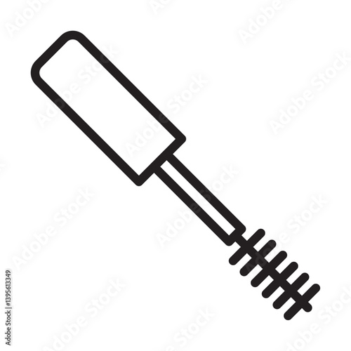 Mascara brush icon outline collection in black and on white background