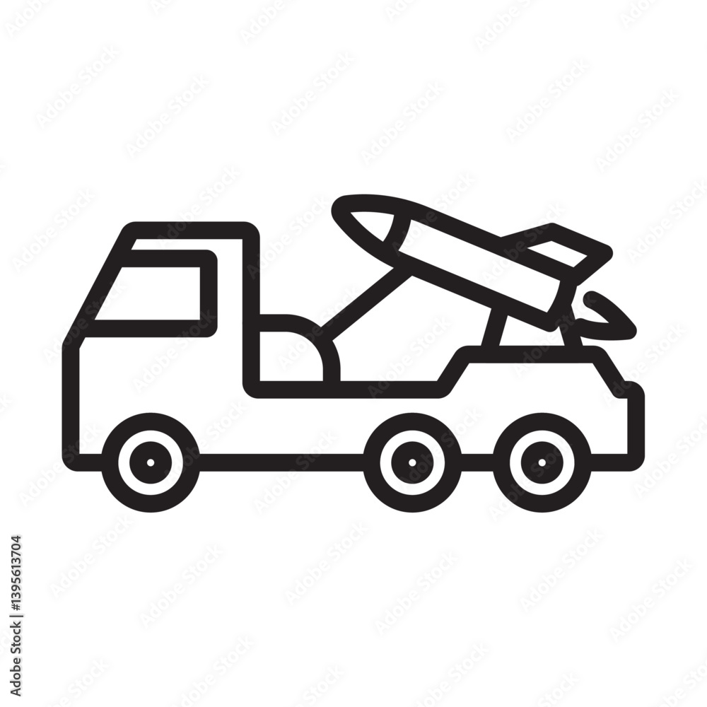 Missile Launcher icon outline collection in black and on white background Missile Launcher icon outline collection in black and on white background