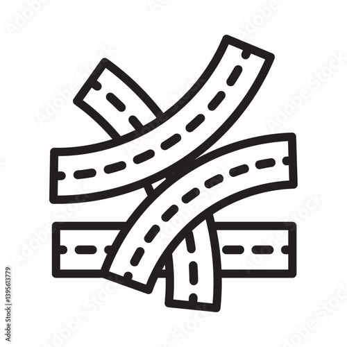 Multi level junction icon outline collection in black and on white background