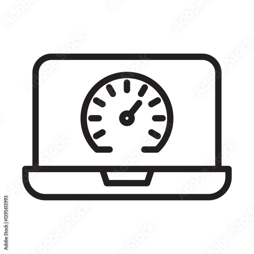 Network speed test icon outline collection in black and on white background