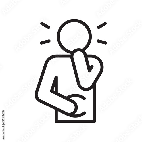 Nausea icon outline collection in black and on white background
