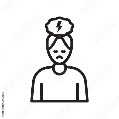 Nervous breakdown icon outline collection in black and on white background