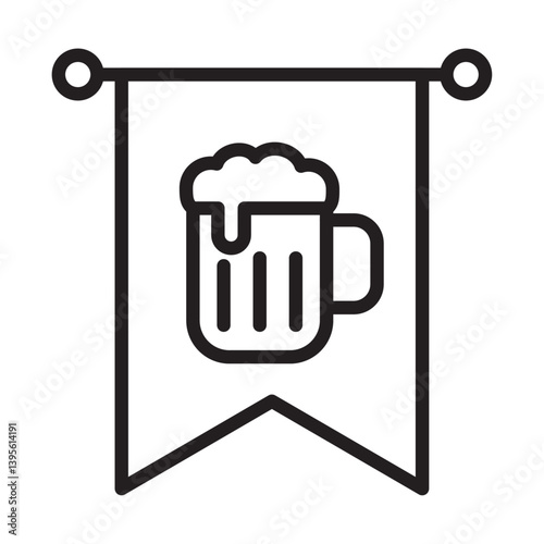 oktoberfest icon outline collection in black and on white background
