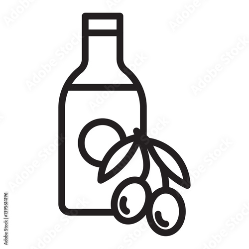 Olive oil icon outline collection in black and on white background