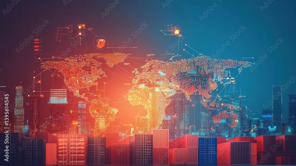 Fototapeta premium Modern infographic of global tariffs triggering market downturn