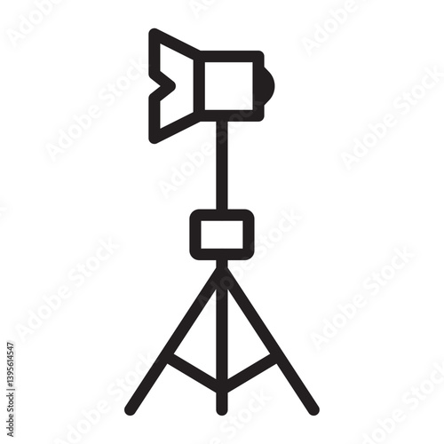 photography lighting icon outline collection in black and on white background