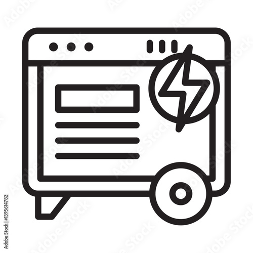Portable power generator icon outline collection in black and on white background