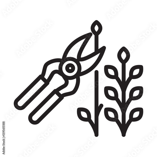Pruning icon outline collection in black and on white background