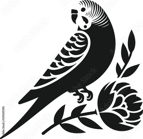 Budgerigar bird silhouette vector