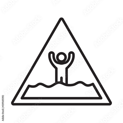 Quicksand and Mud Danger Sign icon outline collection in black and on white background