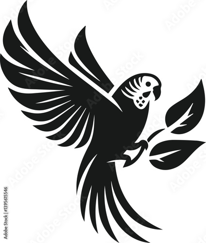 Budgerigar bird silhouette vector