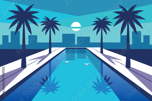 tropical beach with palm trees