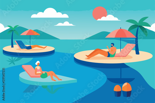 vector illustration of a tropical beach