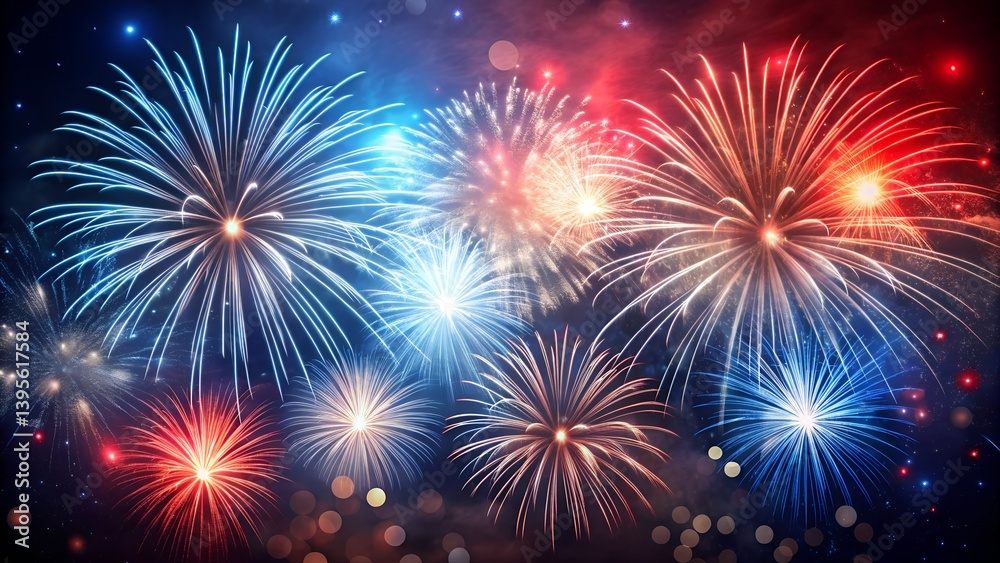 Naklejka premium 4th july fireworks in the night sky