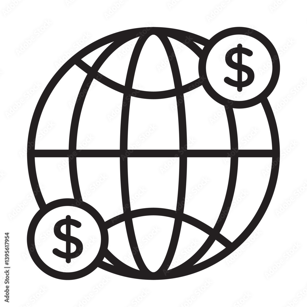 World Payment Transfer icon outline collection in black and on white background World Payment Transfer icon outline collection in black and on white background