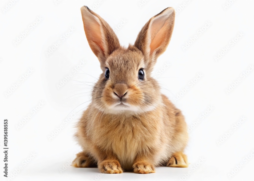 Fototapeta premium Easter Bunny, White Background, Fluffy Tail, Cute, Spring Holiday, Isolated