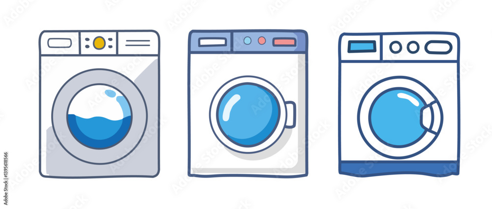 set of washing machine vector icon design