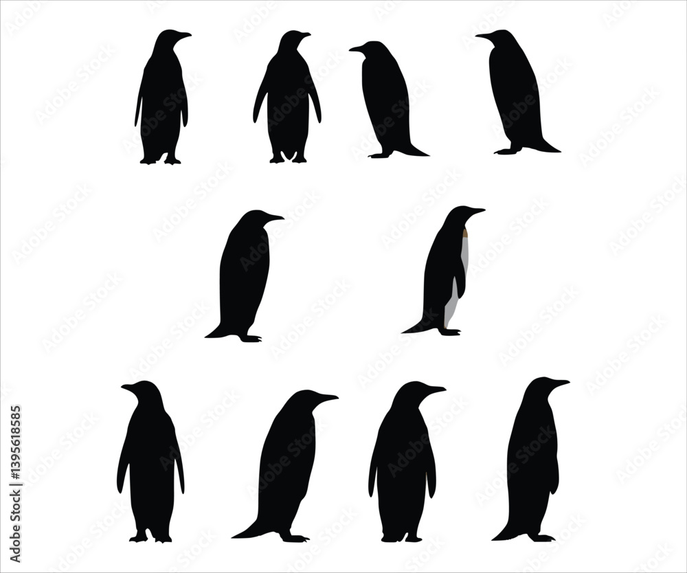 Naklejka premium Penguin outlines featured on a plain white background.