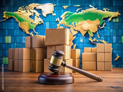 Economic Impact Analysis: Tariffs, Trade Laws, Taxes - Gavel & Cardboard Boxes
