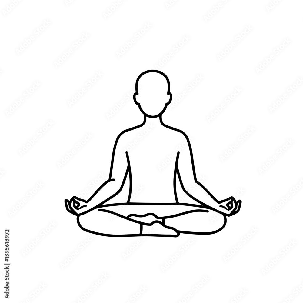 Minimalist line art illustration of a person seated in a meditation pose Minimalist line art illustration of a person seated in a meditation pose