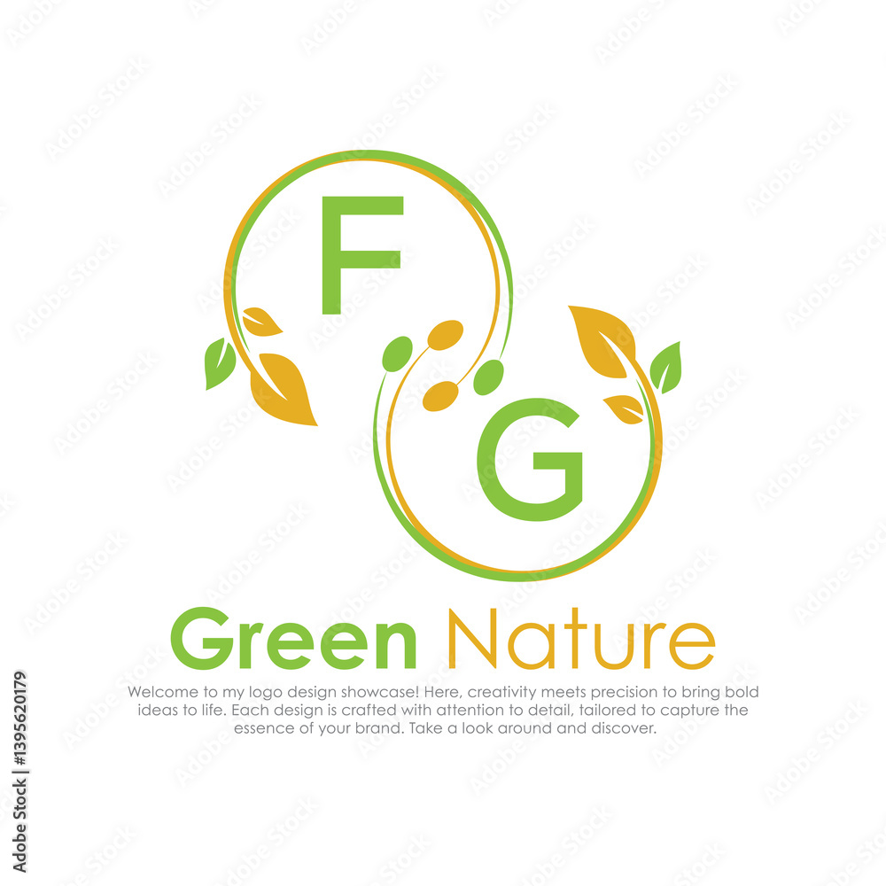 Fototapeta premium initial monogram logo for Green nature With circle shape creative design.