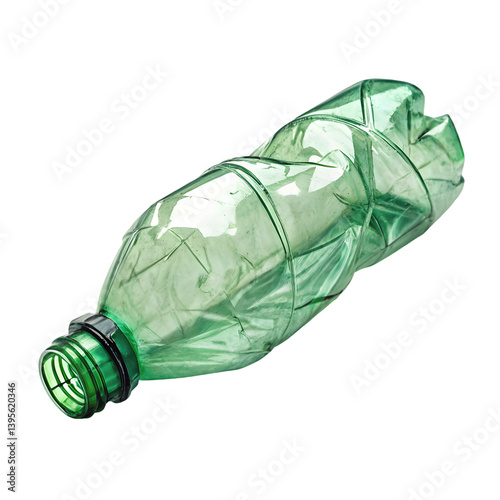 PNG of Crushed Green Plastic Bottle Transparent File photo