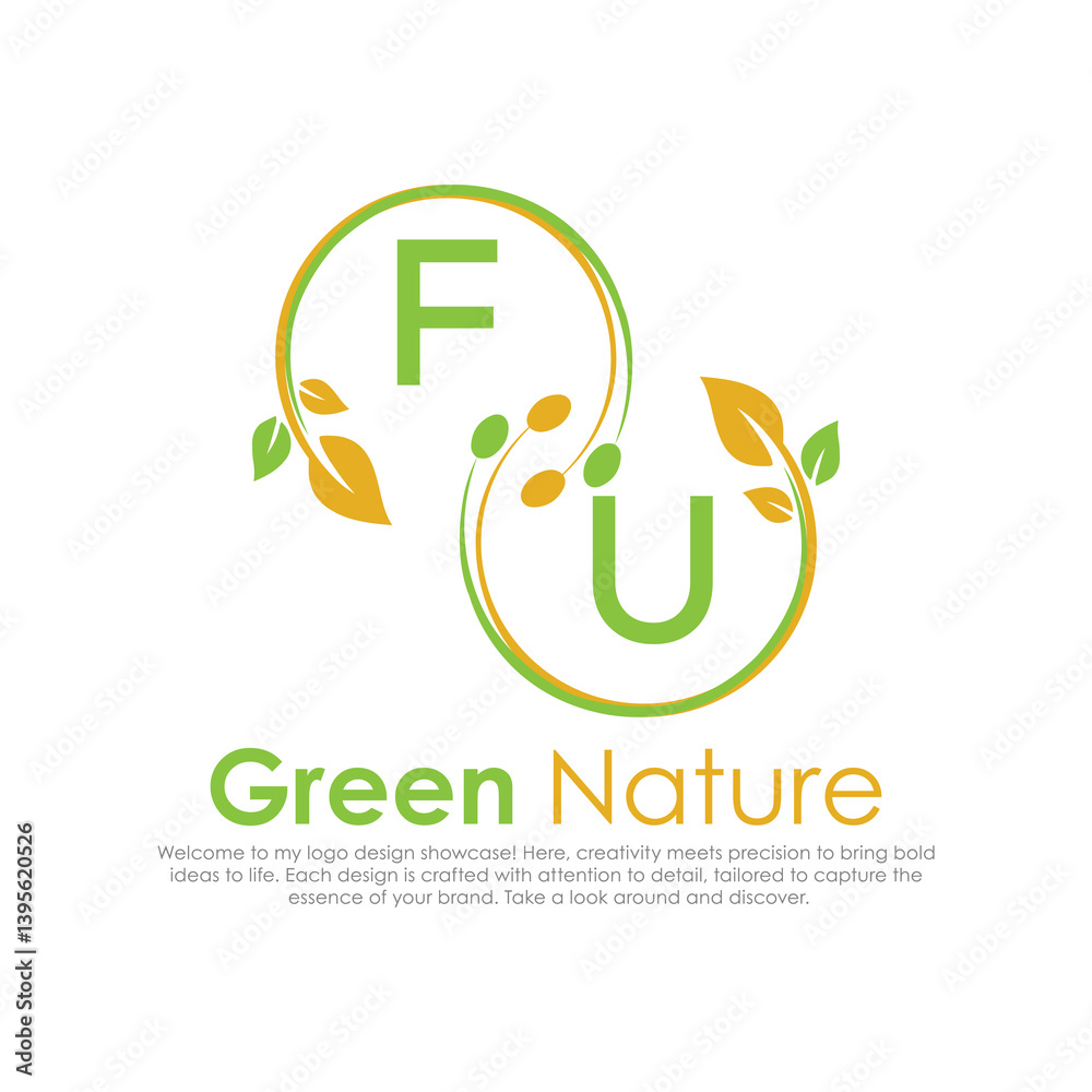 Fototapeta premium initial monogram logo for Green nature With circle shape creative design.