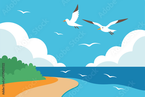 seagulls on the beach