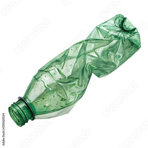 Smashed Green Plastic Bottle PNG Transparent Clipart photo