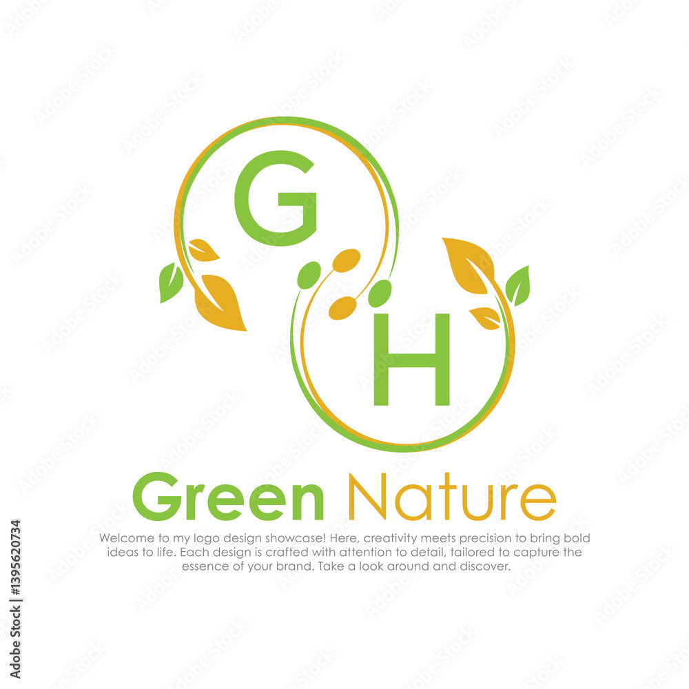 Fototapeta premium initial monogram logo for Green nature With circle shape creative design.