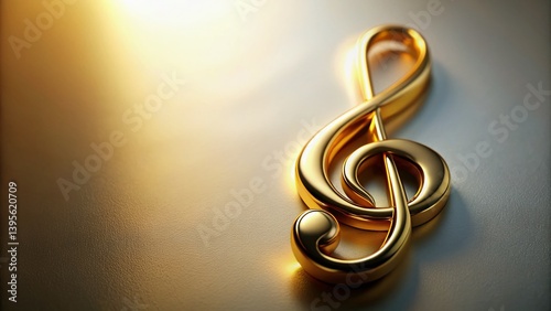 Elegant Gold Treble Clef on Black: Musical Note Stock Photo