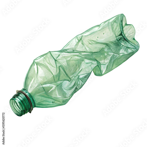 Green Crushed Bottle PNG for Recycling Projects photo