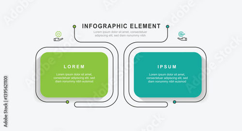 2 step infographic template vector element with line connected and columns suitable for business information and web presentation