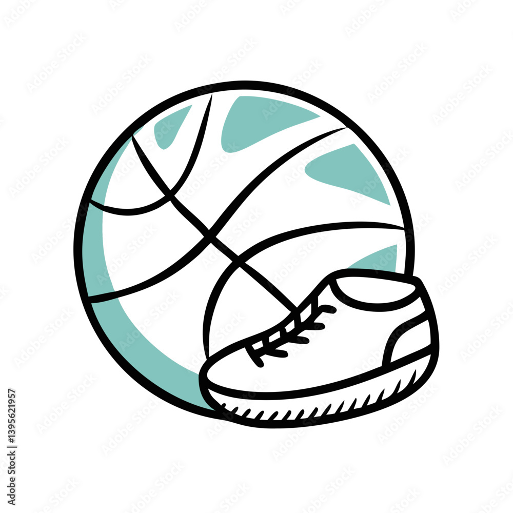 Naklejka premium Basketball and sneaker illustration on a vibrant background