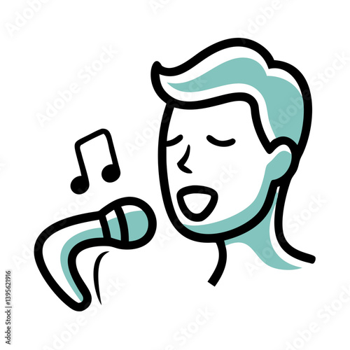 Singing Man with Microphone and Notes  