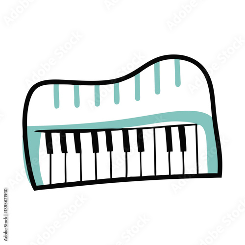 Illustrated Piano Keyboard Design in Minimalist Style  